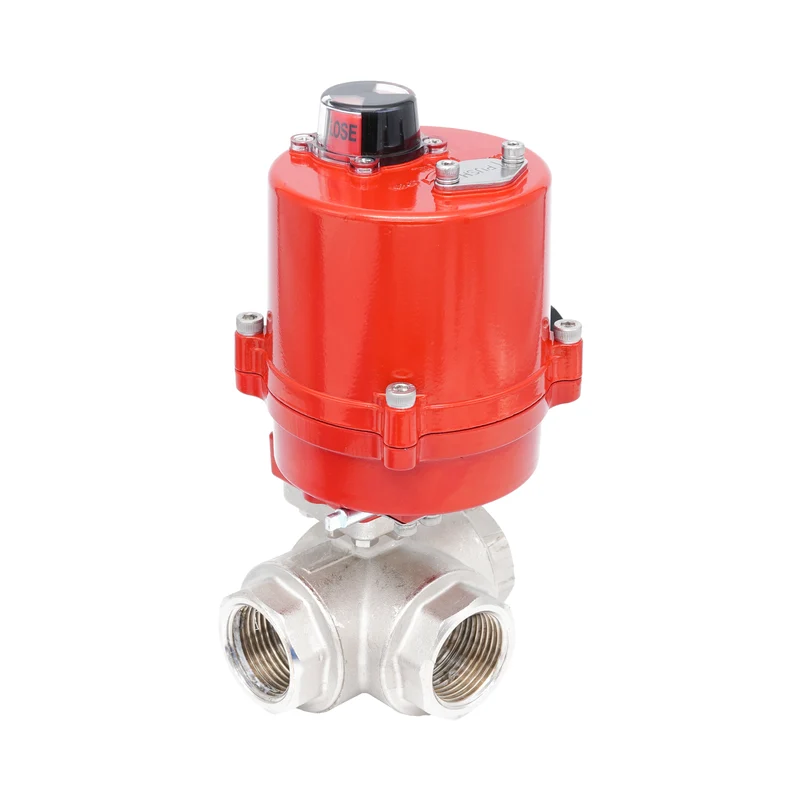 Vanne à bille électrique 3 voies à alésage en T en laiton Rp 1-1/4" 24 V AC/DC
