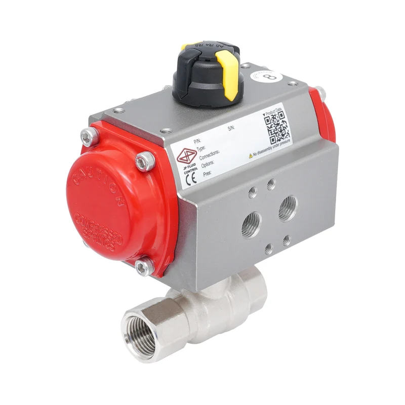 Vanne à bille pneumatique 2 voies en laiton Rp 1/4" - à ouverture par ressort